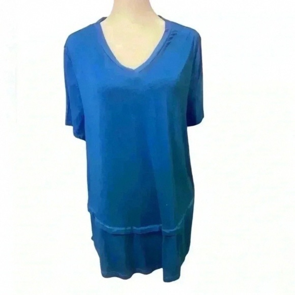 Women's Blue V-Neck Top